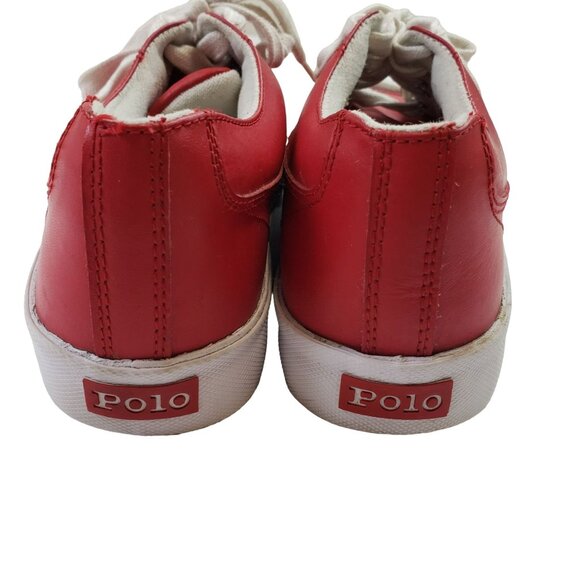 Polo by Ralph Lauren Red Leather Sneakers Size 9.5D - Picture 8 of 11